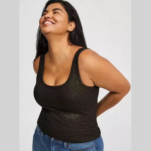 Torrid - Shiny Double Scoop Tank in Deep Black - Picture 13 of 16